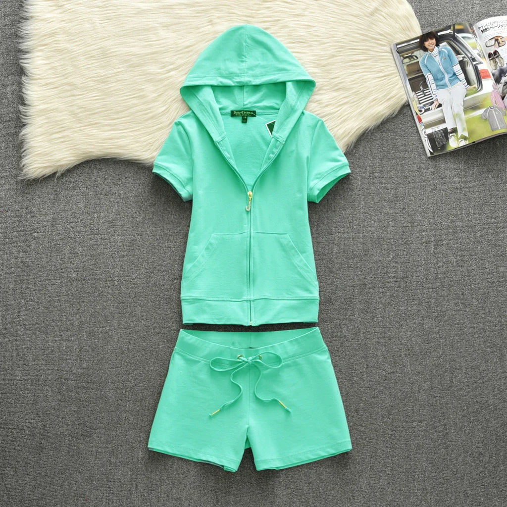 Velour Tracksuit Women Velvet Women's Brand Short Set Sewing Suit Women Tracksuits Hoodies and Shorts Sets Met 2 Piece Set