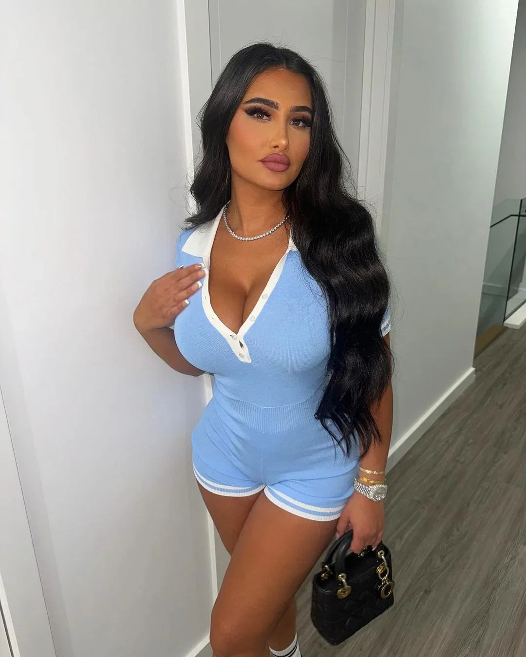 Women Romper Single-Breasted Polo Neck Shorts Sleeve Summer Simple Streetwear Sporty Activity Fitness Playsuit