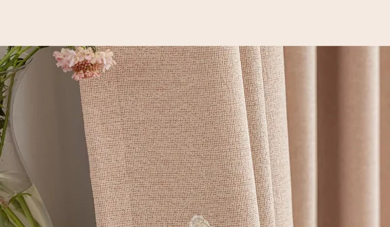 Pink Cartoon 3D Embroidered Rabbit Blackout Curtains for Living Room Bedroom Girls Room Sticky Chenille Drapes Home Decor