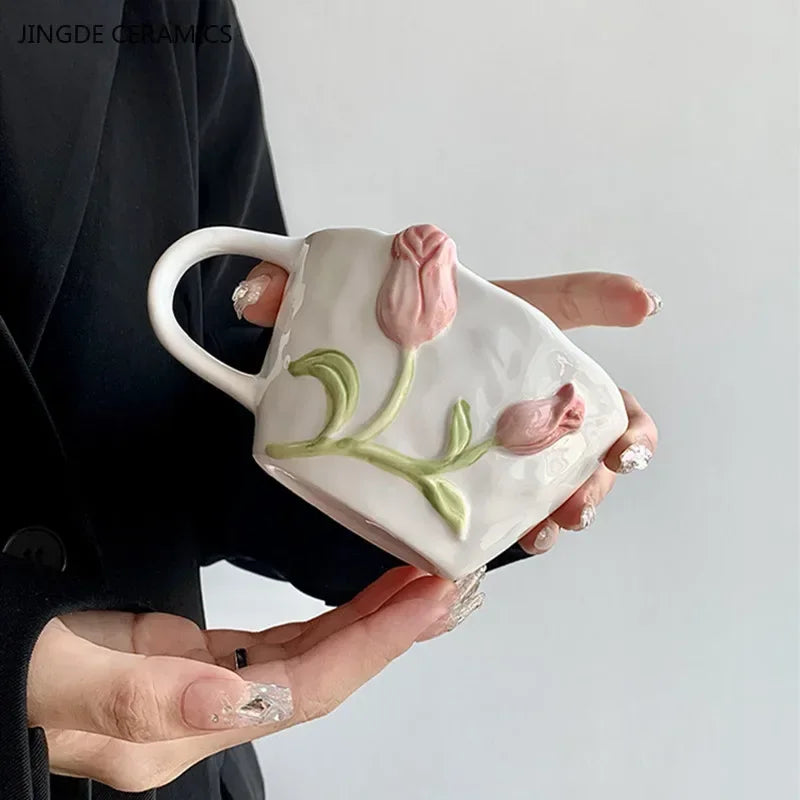 Exquisite Tulip Ceramic Plate High Appearance French Tableware