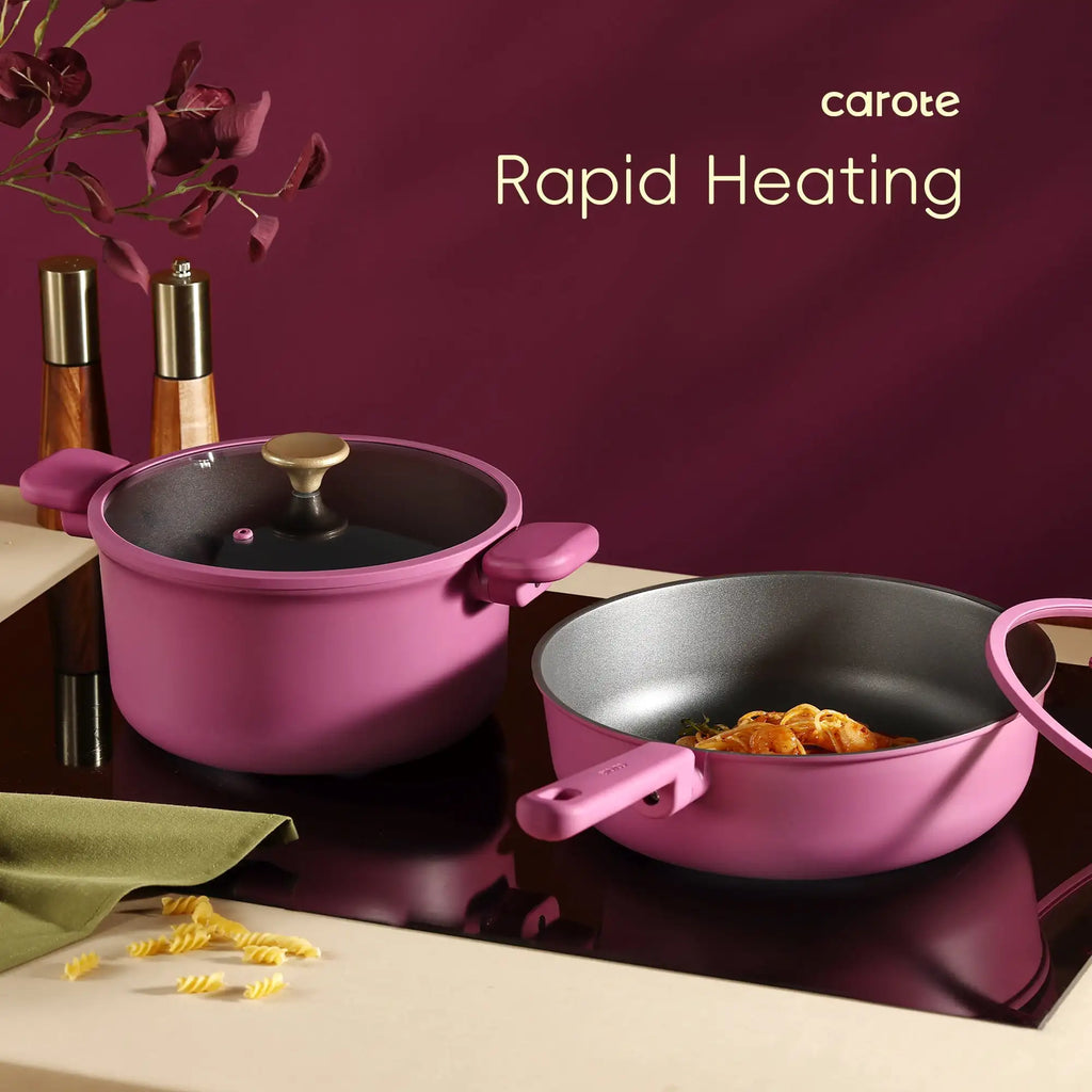 Rose Pink Kitchen Cookware Sets, Nonstick Pots and Pans Set, Induction Cookware, 16 Pcs