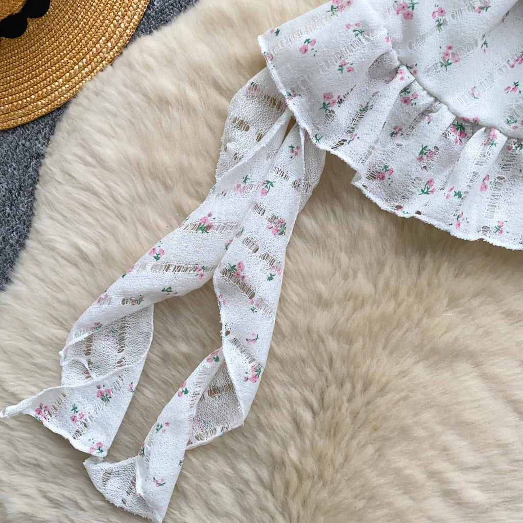 Ladies Floral Summer Camisole Sleeveless Irregular Slim Camis Women 3D Flower Ribbon Design Print Top