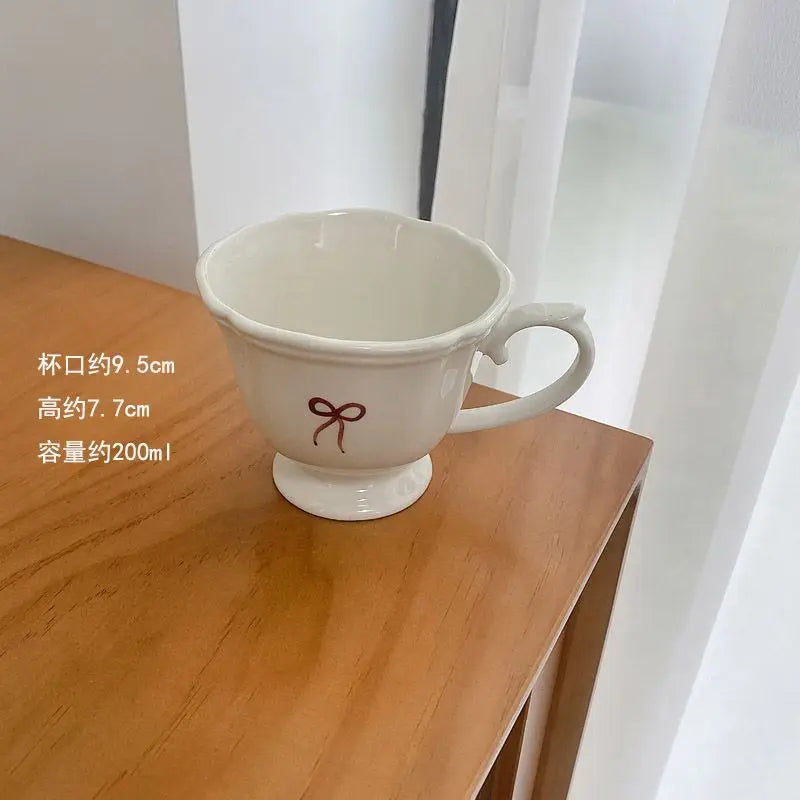 Vintage Red Bow Plate Deep Plate Underglaze Colored Ceramic Tableware Dishes