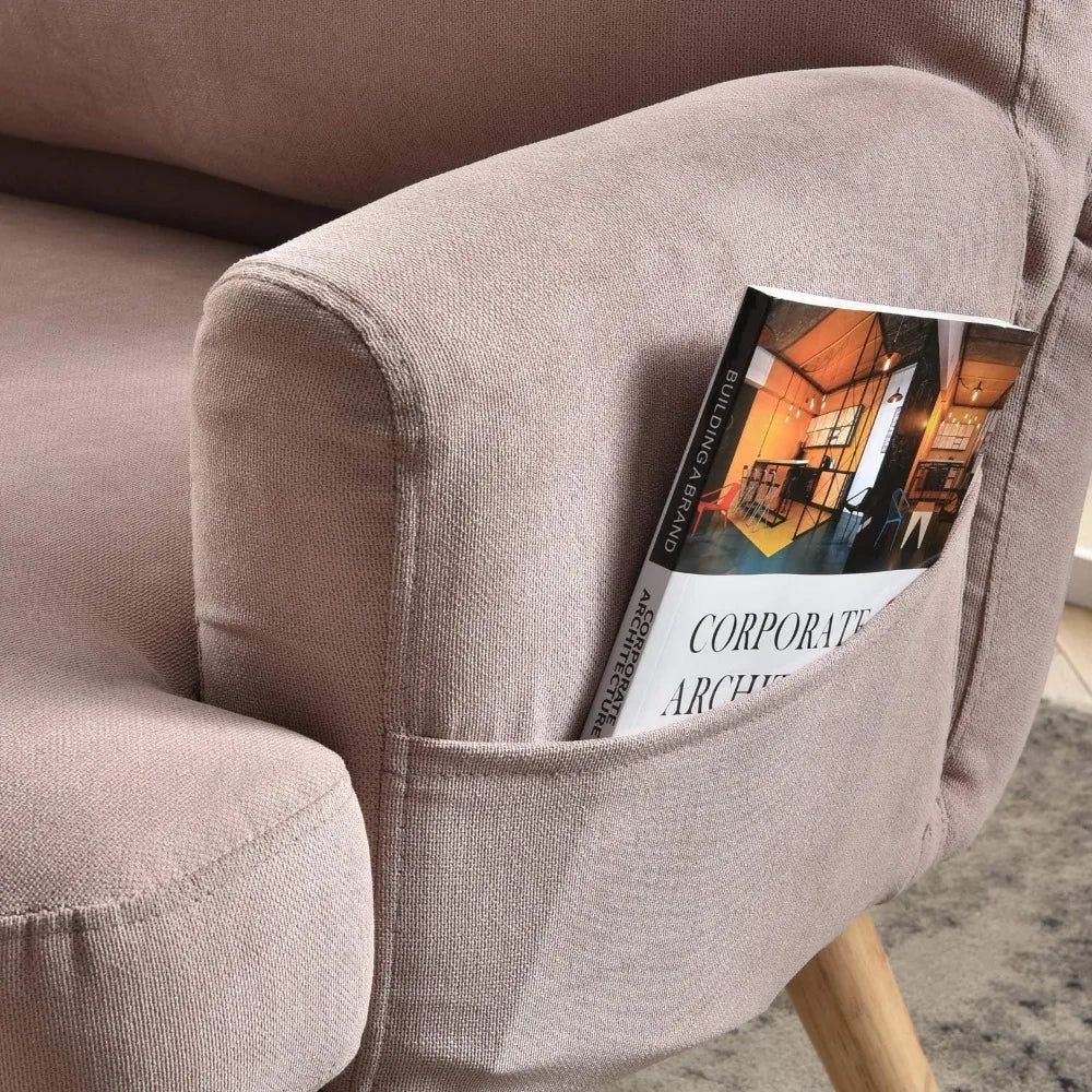 Living Room Chair Set with Recliner Accent Chair and Ottoman with Side Bags