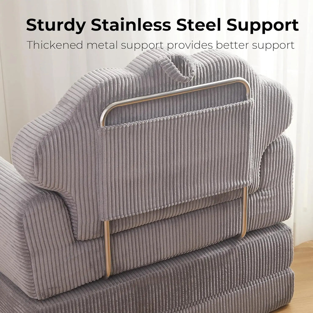 Folding Sofa Bed, Convertible Sleeper Chair Bed with Armrest/Back Support, Comfy Floor Sofa Futon Couch Lounge Foldable Mattress