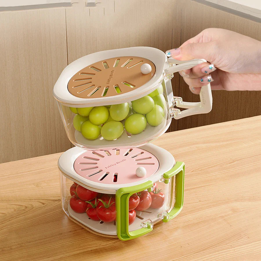 Fruit Washing Strainer Bowl 2 in 1 Kitchen Sink Drain Basket Vegetable Fruit Multifunctional With Lid Drainer Tool Bowl