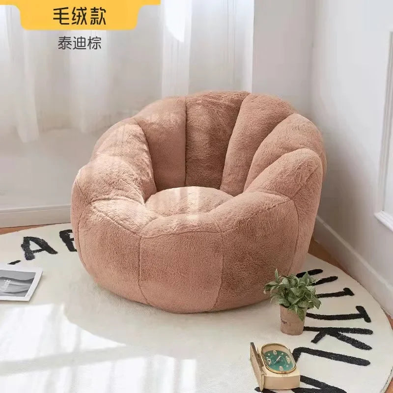 Kawai Curved Bean Bag Sofa Pink Lazy Exterior Sitting Bean Bag Sofas Comfortable Reclining Furniture