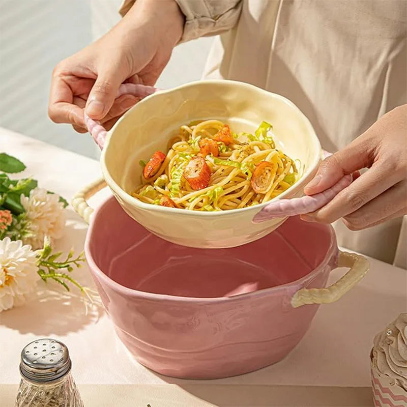 Large Size Ceramic Soup Bowl, Versatile Serving Bowl for Soups, Stews, Salads, Microwave And Dishwasher Safe, Tableware