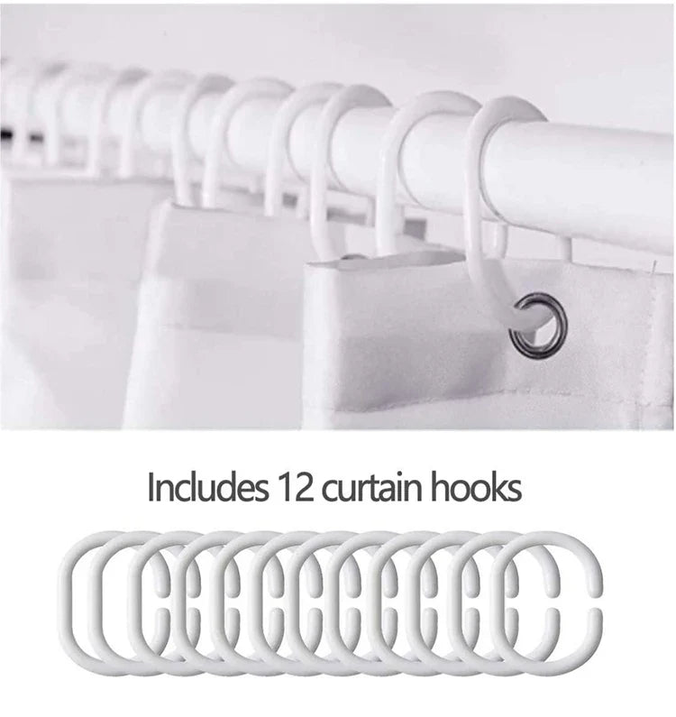 Pretty Pink Floral Bow Printed Shower Curtain with 12 Hooks, Mildew Resistant and Waterproof Bathroom Decoration