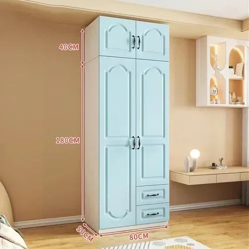 Two Door Wardrobe Clothing Organizer Korean Style Wooden Wardrobe - Heavy Duty