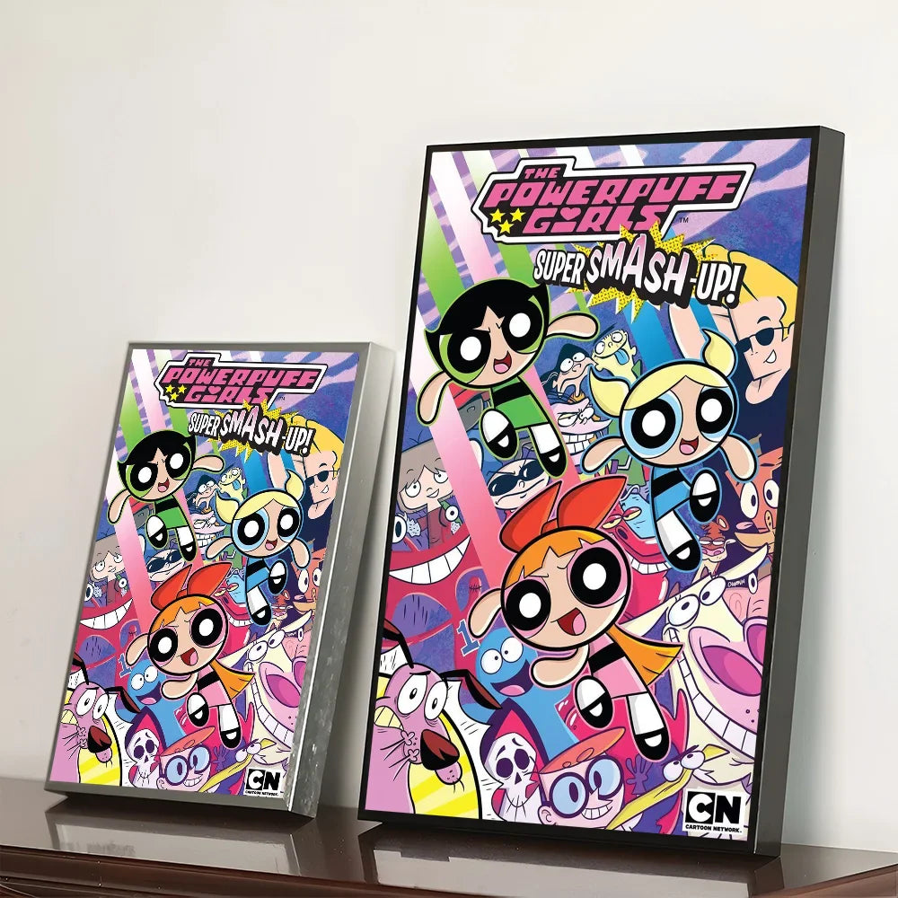 Cartoon P-Powerpuff Girls Poster Self-adhesive Art Waterproof Paper Sticker Wall Decoration