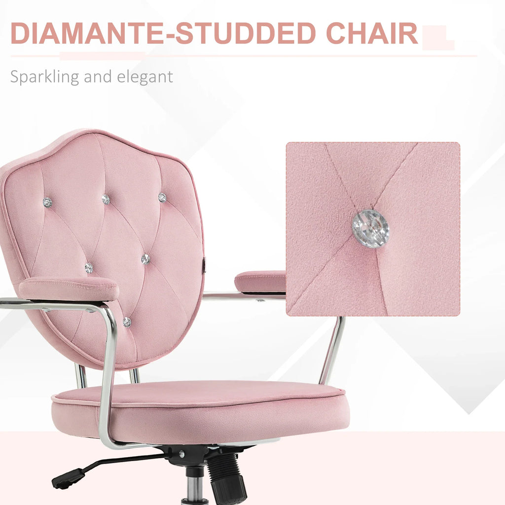 Cute Velvet-Feel Fabric Vanity Chair, Pink