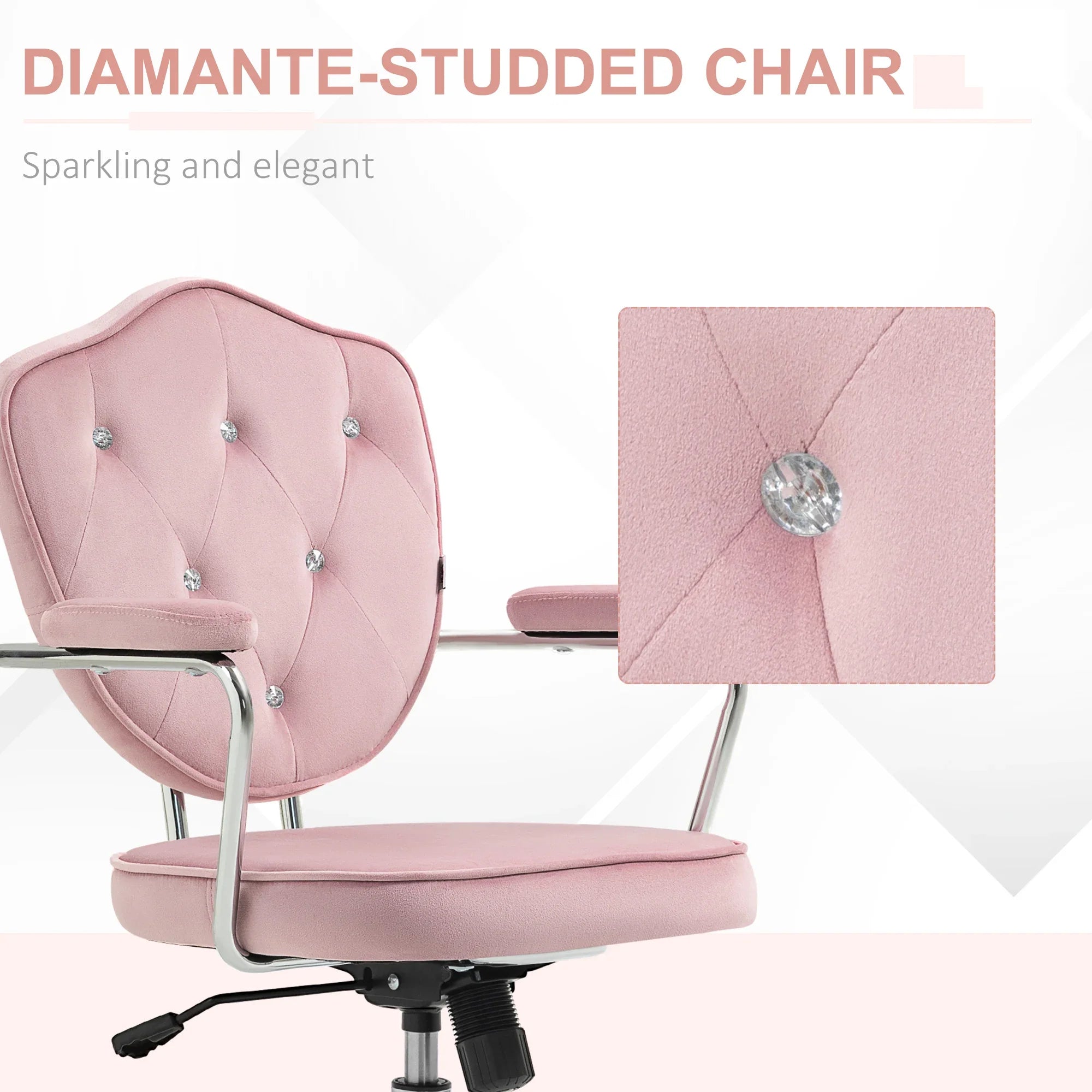Cute Velvet-Feel Fabric Vanity Chair, Pink
