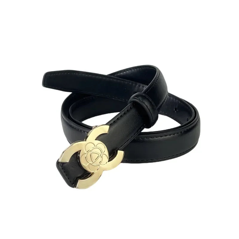 Women's Versatile Belt, Elegant Retro Style, Square Alloy Buckle