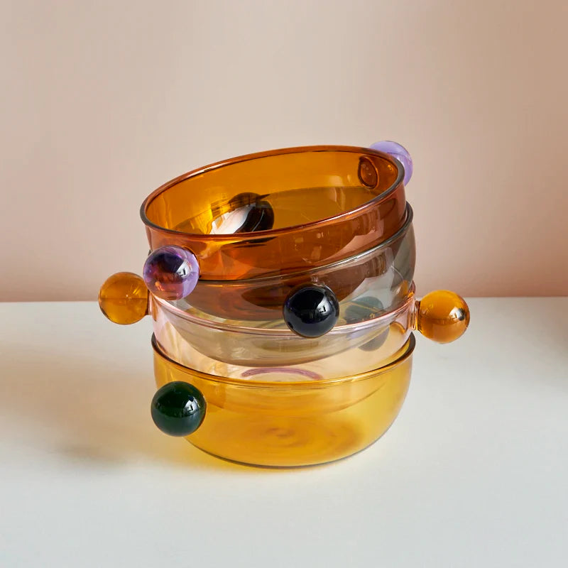 Ice cream Bowl with Handle Glass Bowl Heat Resistant Glass