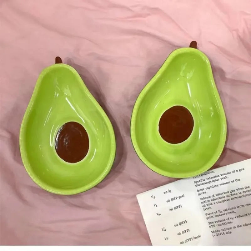 Creative Avocado Shaped Ceramic Dish Fruit Salad Plate Dessert Bowl