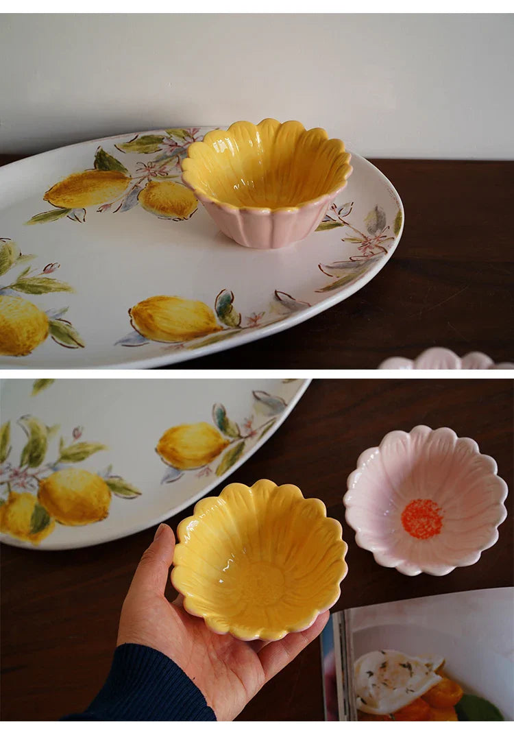 Ceramic Bowl 4.5 Inch Small Creative Floral Shape Dessert Bowl