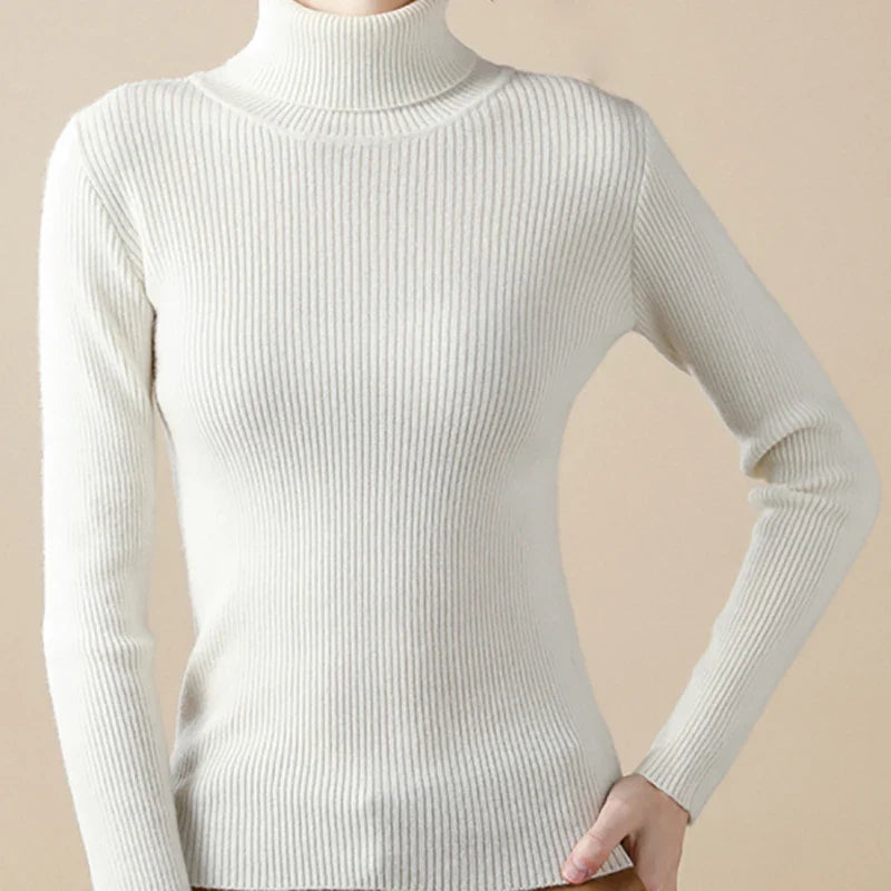 Women Fall Turtleneck Sweater Knitted Soft Pullovers Cashmere Jumpers Basic Soft Sweaters For Women Autumn Winter