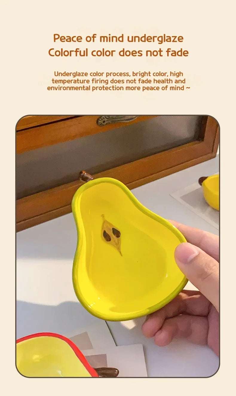 Cute Ceramic Dish Plates Fun Fruit Shape Snack Plate - Serving Small Plate