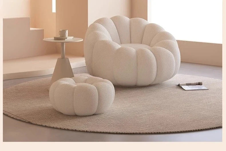 Lamb Fleece Pumpkin Sofa Chair Household Bedroom Lazy Lounge Chair Minimalist Modern Living Room