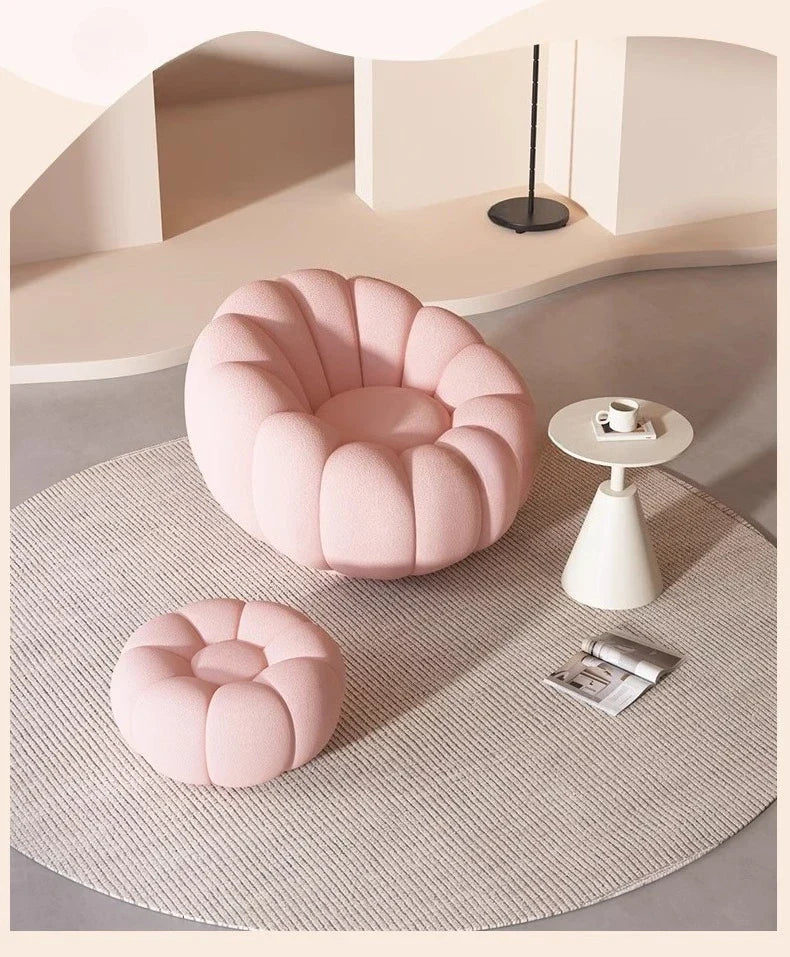 Lamb Fleece Pumpkin Sofa Chair Household Bedroom Lazy Lounge Chair Minimalist Modern Living Room