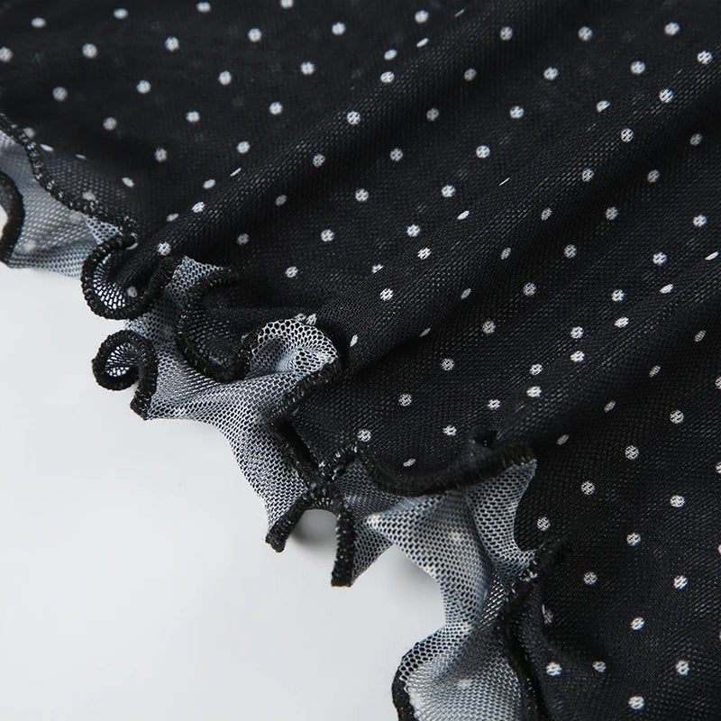 Polka Dot V-Neck Slim Fit Camisole Tops Causal Simple Basic