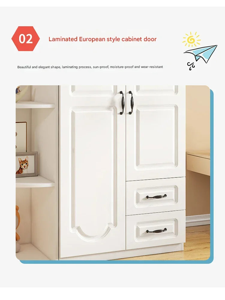 Two Door Wardrobe Clothing Organizer Korean Style Wooden Wardrobe - Heavy Duty