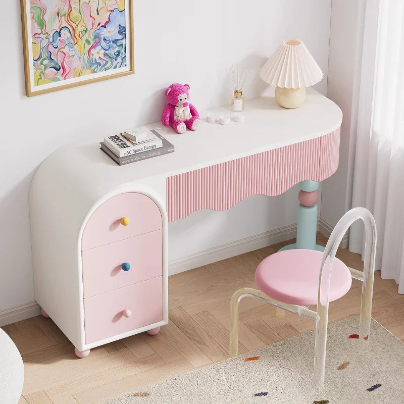 Pink Dresser, Bedroom Dresser, Cream Wind Solid Wood Integrated Chest Cabinet, Makeup Table, Storage Cabinet