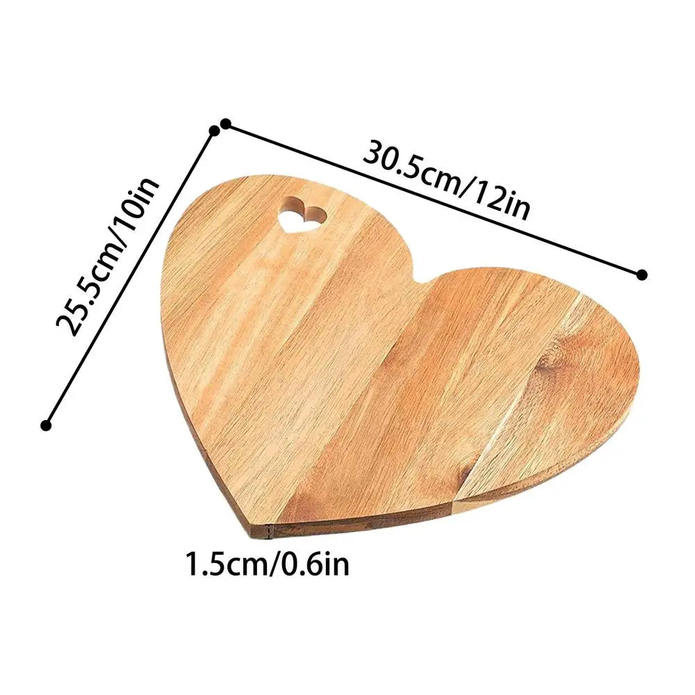 Wooden Cutting Boards for Kitchen Heart Shaped - Double Sided Portable Fruit Meat Chopping Charcuterie Serving Boards