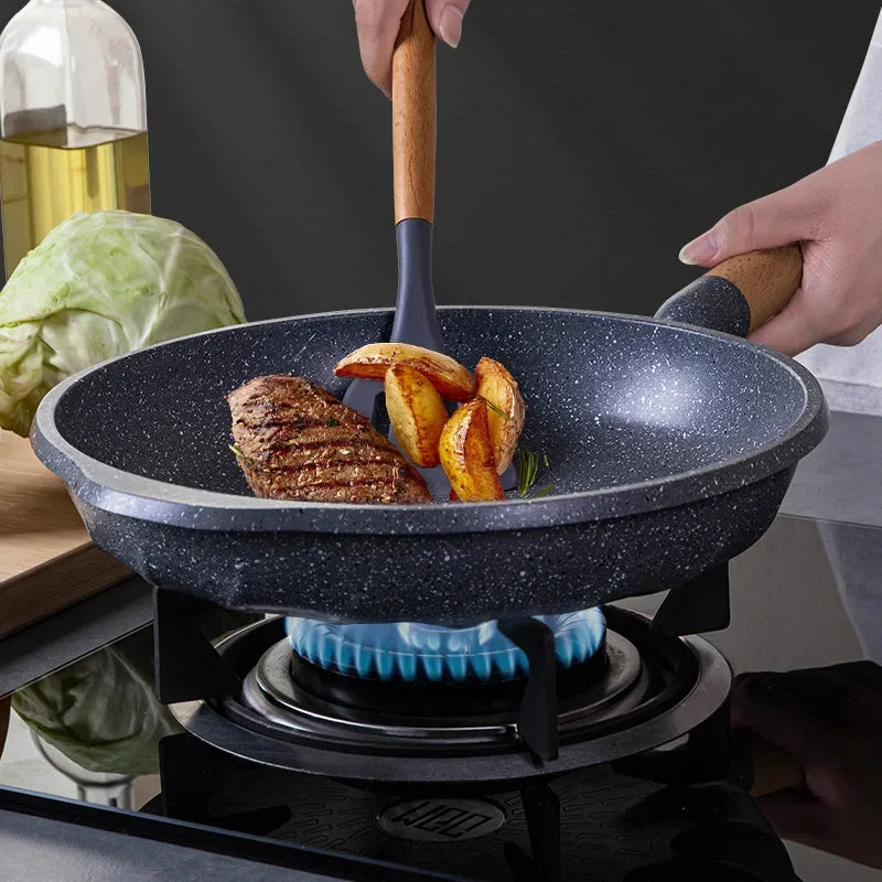 Stone Non-Stick Cooking Pan, Household Saucepan, Induction and Gas Compatible, Healthy Cookware, Stylish Pot