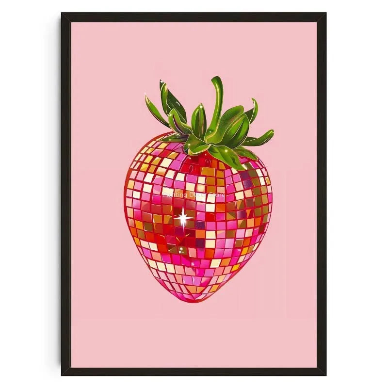 Retro Abstract Fruit Disco Ball Orange Miorrorball Creative Poster Canvas Paintings Wall Art Pictures