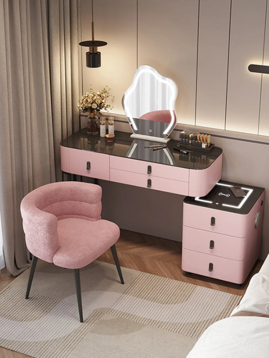 Dressing Table Wooden Luxury Bedroom Dressing Table Light Mirror Furniture