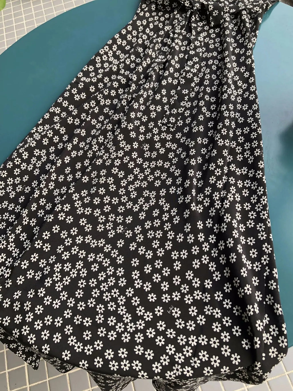 French Daisy Vintage Girl Silk Polka Dots U Neck V Back Sexy Summer Women Long Dress