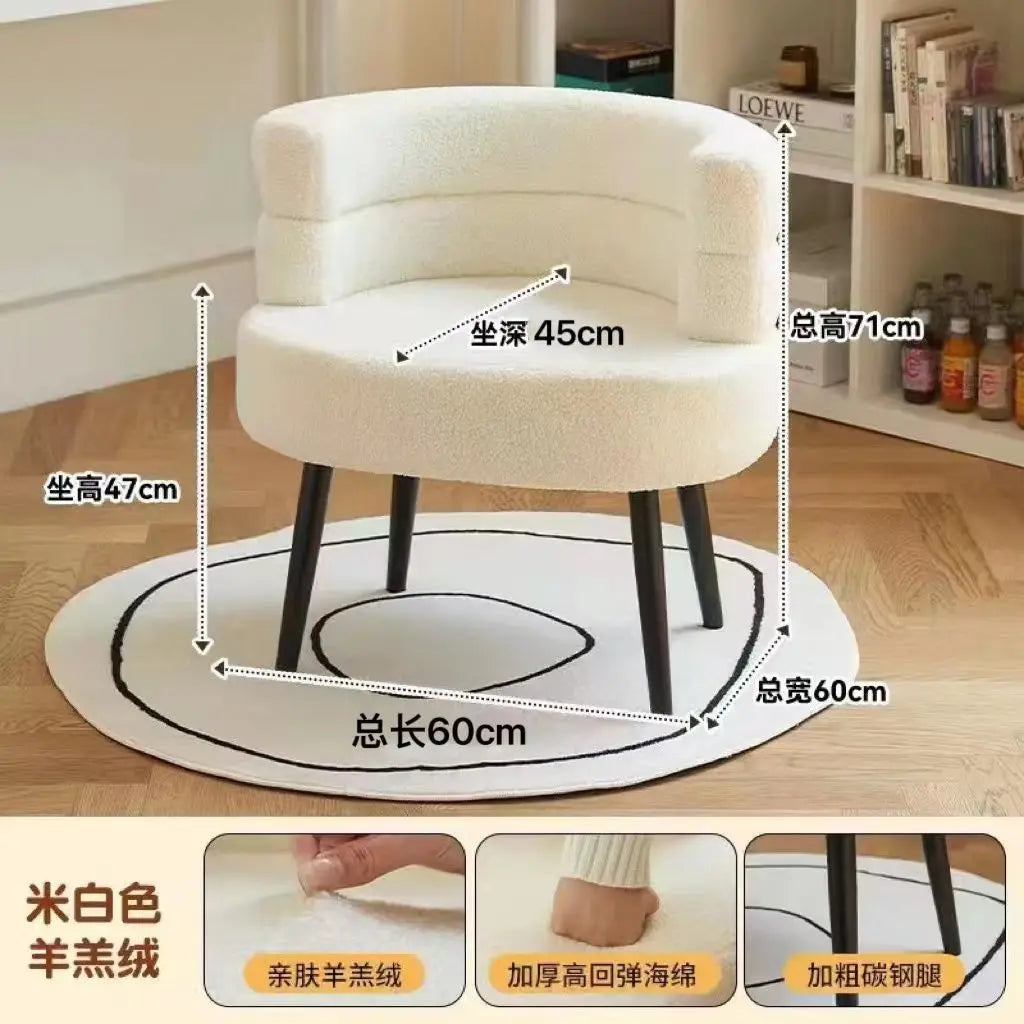 Modern Accent Chair, Single Couch Chair Lazy Sofa Accent Chair, Curved Design Backrest Lambswool Fabric