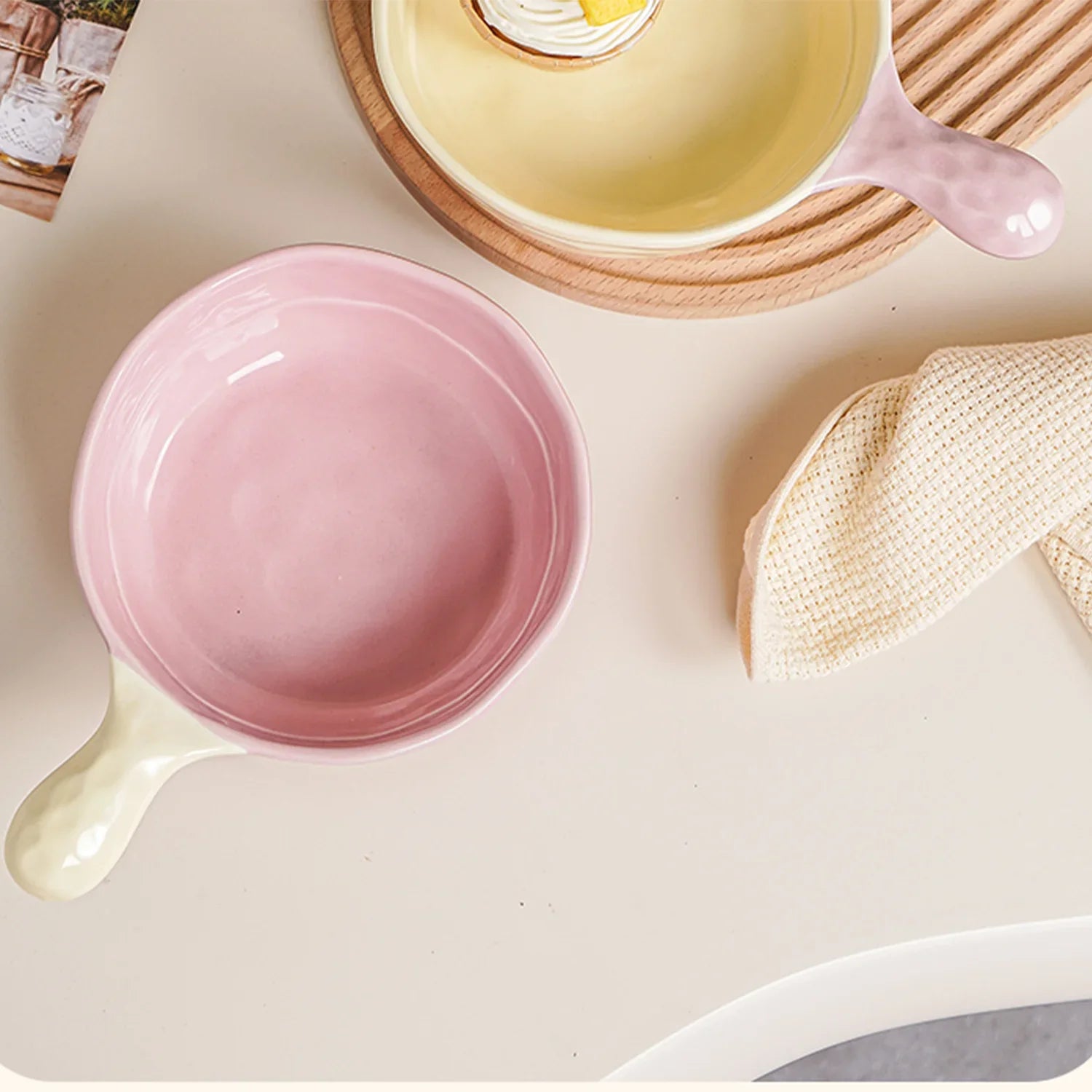 Large Ceramic Bowl with Handle, Multi Purpose, Dishwasher Safe, Heat Resistant, Microwave Ramen Bowl