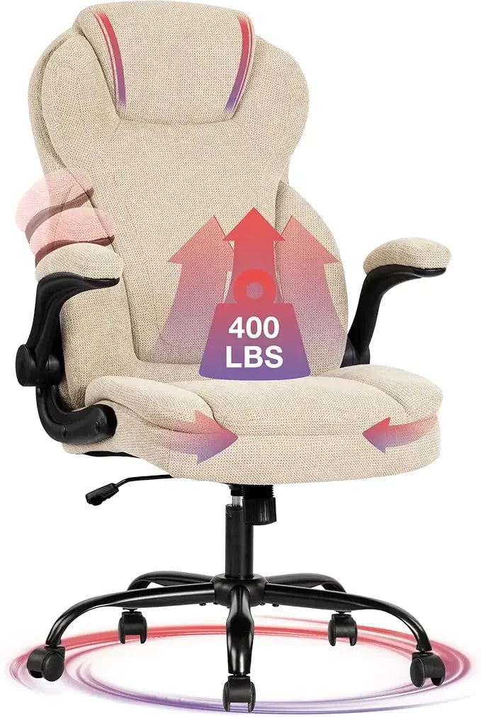 Executive Big and Tall Fabric Office Chair Duty Executive Desk Chair with Extra Wide Seat, High Back Ergonomic Leather Computer Chair