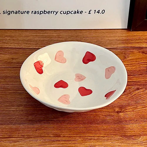 Love Ceramic Plate Bowl 8-inch Beautiful Spoon Small Fresh Dining Plate Three Piece