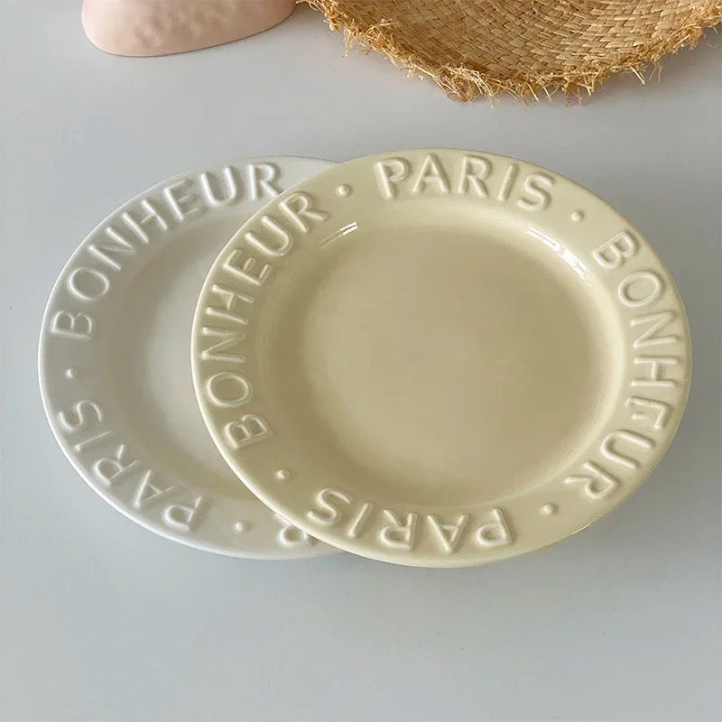 Ceramic Dessert Plate with Letter, Fruit Salad Plates, Afternoon Tea Cake Dishes