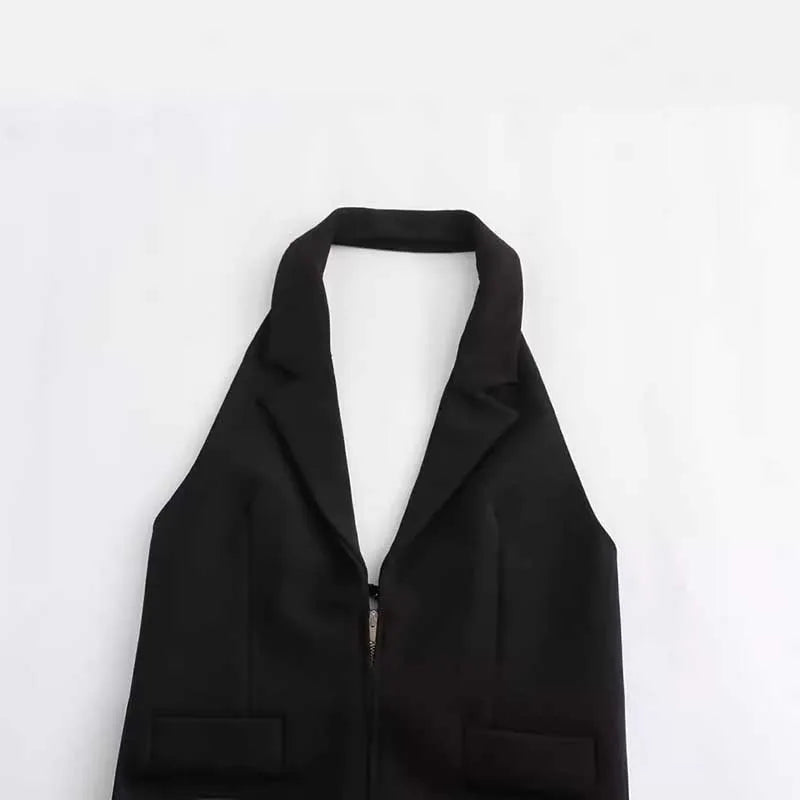 Women Sexy Backless Strapless Halter Corset Tops Side Zipper Lady Slim Camis Female Solid Chic Tops