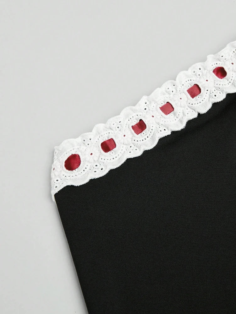 Plus size Women's Elegant tie with Bow Tie Tops Y2K Suit Breastplain Solid Colour Slim Sexy Polyester T-Shirt