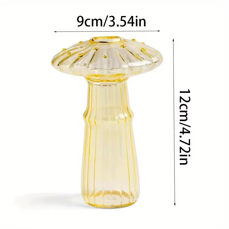 Delicate Colourful Mushroom Vase Creative Hydroponic Transparent Glass Aromatherapy Vase Living Room Dining Room Desktop Art Decoration