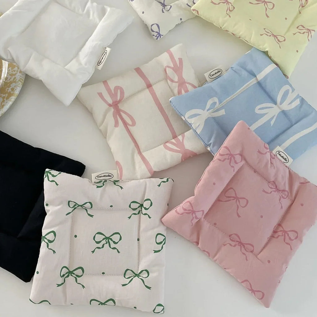 Coquette Bow Coasters Double Thickened Fabric Girl Heart Tableware Mats Sweet