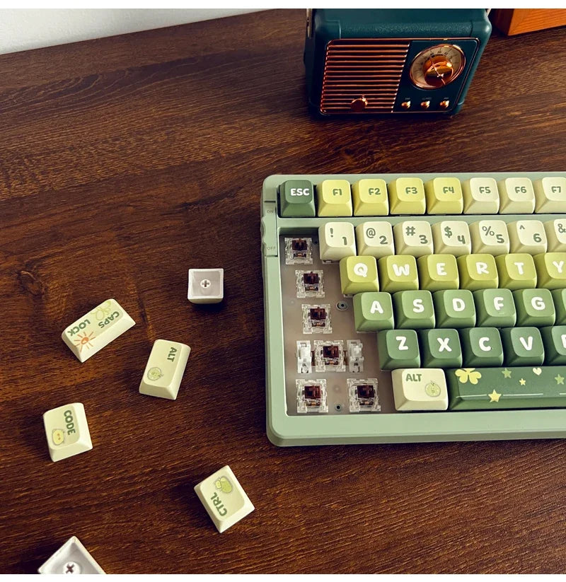 Matcha Green Keycap 133Keys Simple PBT XDA Highly Sublimated Mechanical Keyboard Universal Cartoon Rabbit Puppy Keycaps