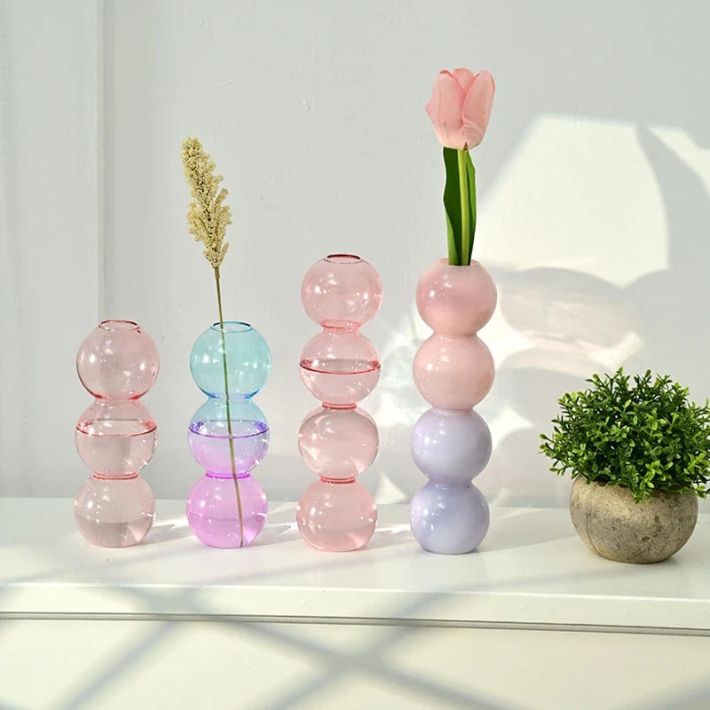 Glass Bubble Vases Hydroponic Flower Vase Creative Spherical Flower Vases Stained Bubble Glass Vase Home Office Decor