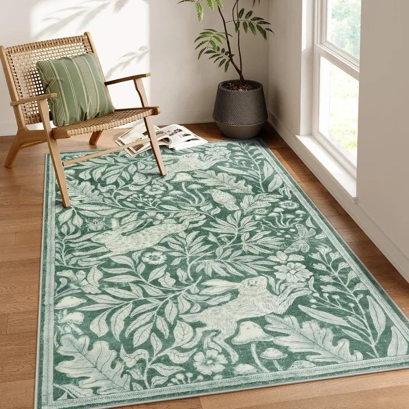 Vintage Print Bedroom Carpets Stain Resistant Floor Mat
