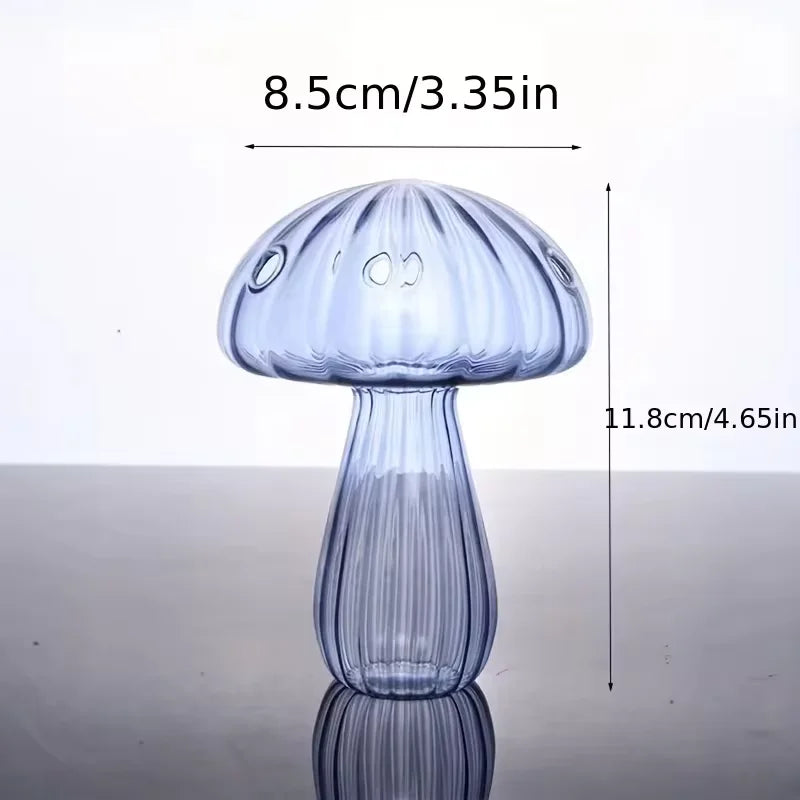 Delicate Colourful Mushroom Vase Creative Hydroponic Transparent Glass Aromatherapy Vase Living Room Dining Room Desktop Art Decoration