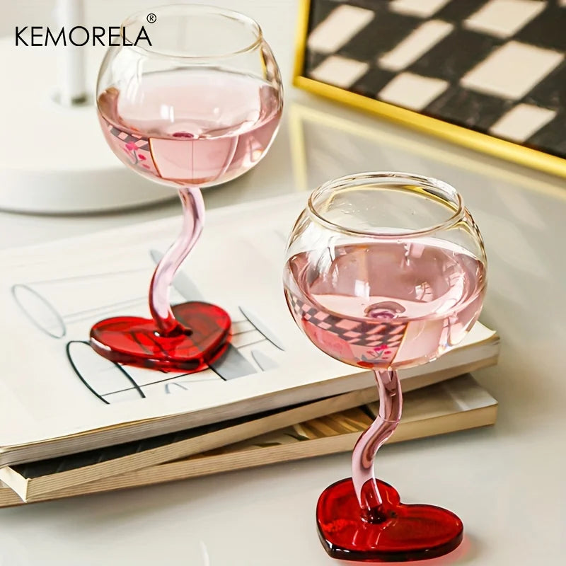 Red Heart Bottom Wine Glass Heat-resistant Cocktail Glass