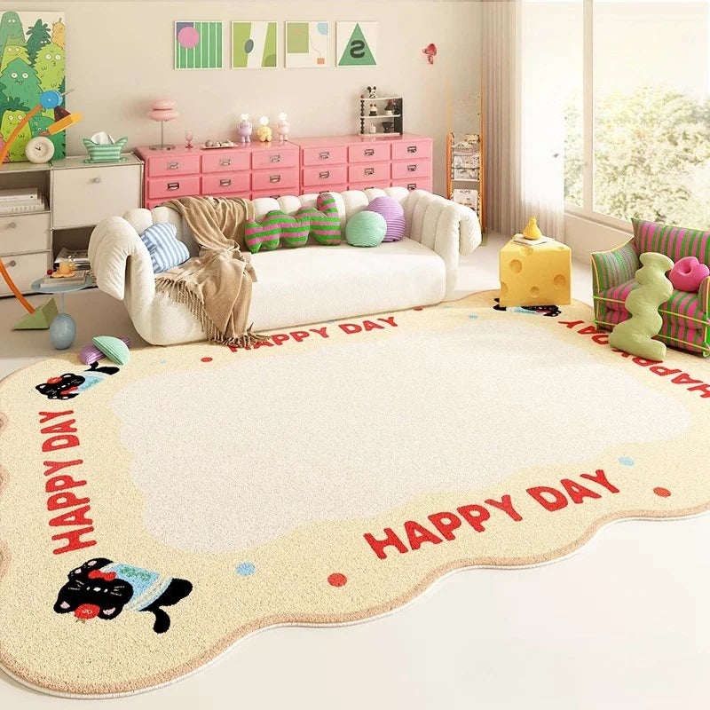 Cream Style Rugs Decoration Anti-slip Carpet Fluffy Soft Floor Mat Thick Plush Cloakroom Rug