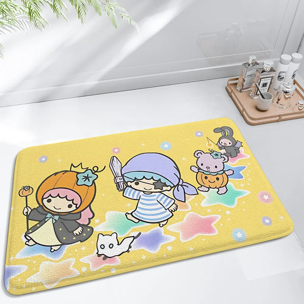 Cartoon Little Twin Stars KiKi Floor Mat For Living Room Sofa Floor Cushions Modern Soft Fluffy Home Rug