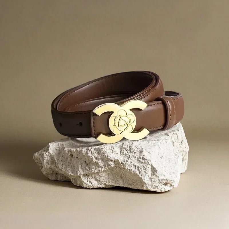 Women's Versatile Belt, Elegant Retro Style, Square Alloy Buckle